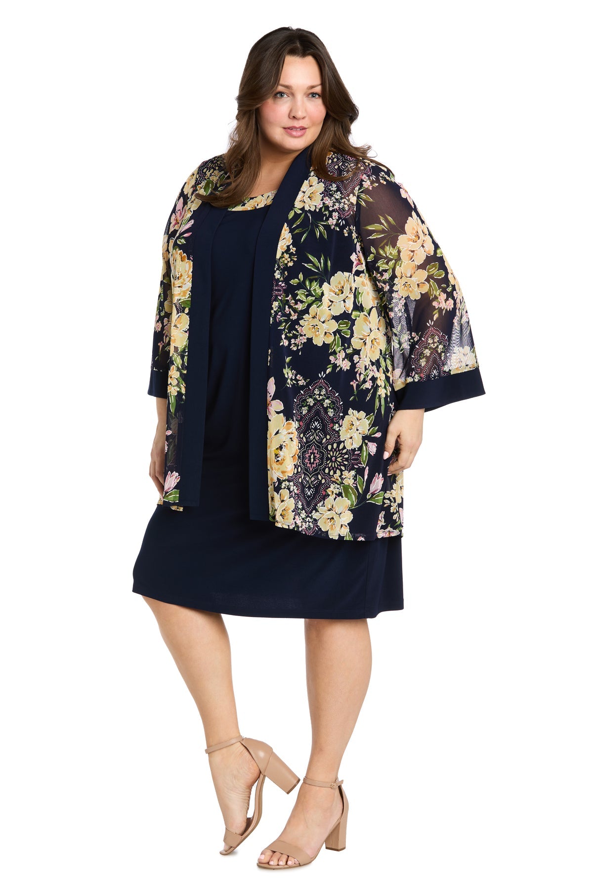 R&M Richards 3482W Two Piece Short Plus Size Floral Jacket Dres