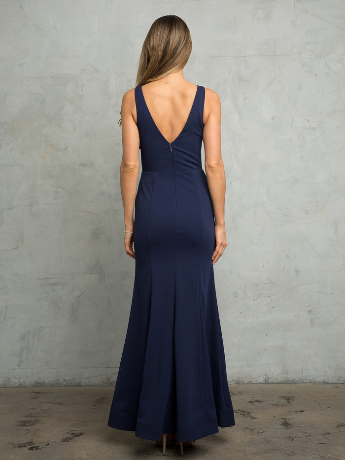 Prom Dresses Long Slit Fitted Formal Prom Dress Navy