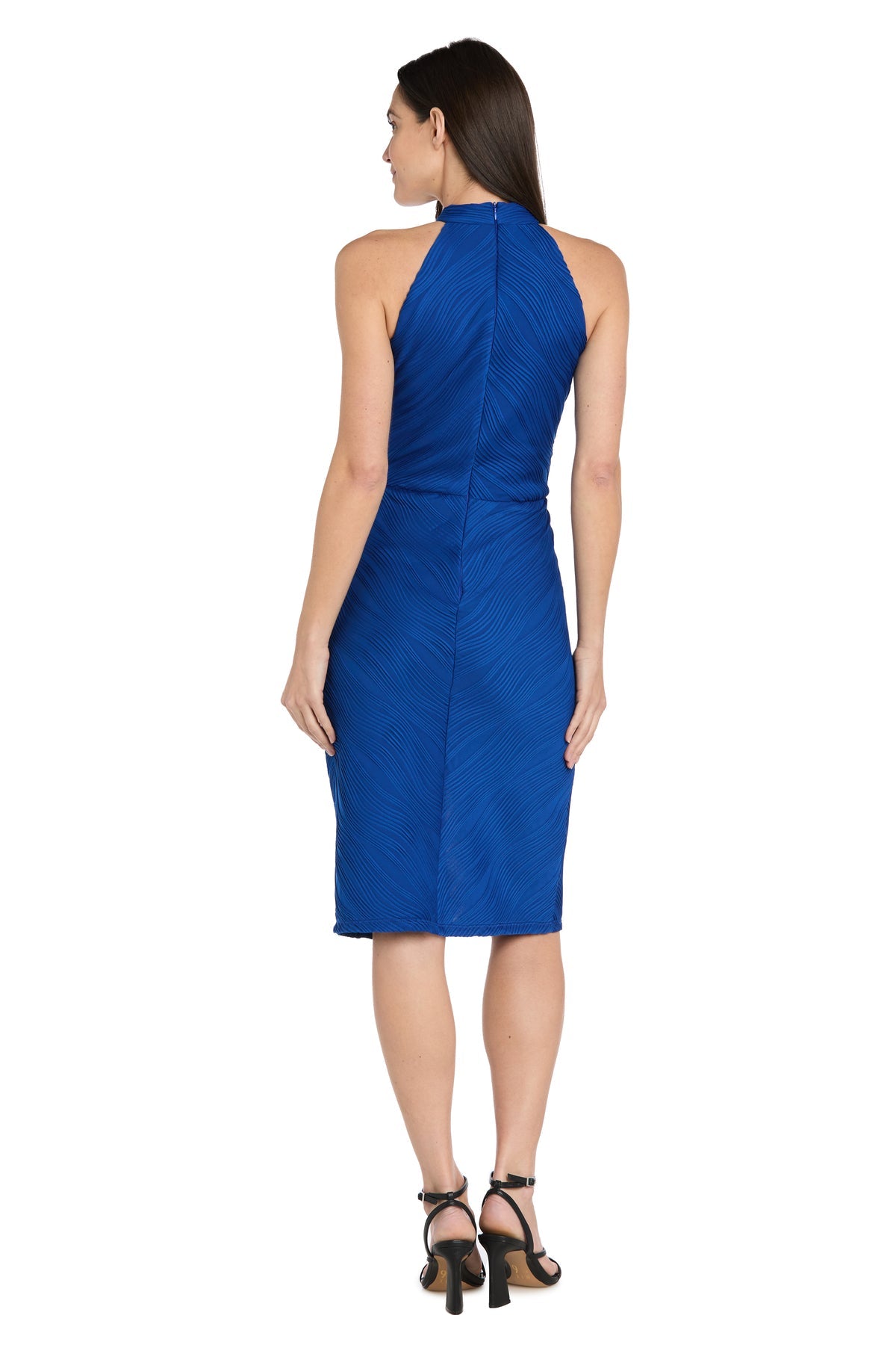Cocktail Dresses Short Fitted Slit Midi Length Cocktail Dress Royal