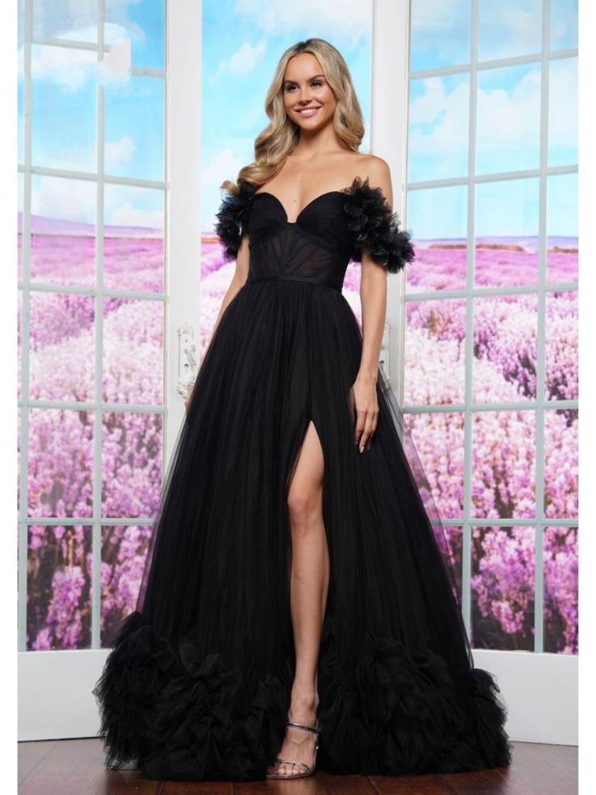 Prom Dresses Formal Sheer Long Ball Gown Prom Dress Black