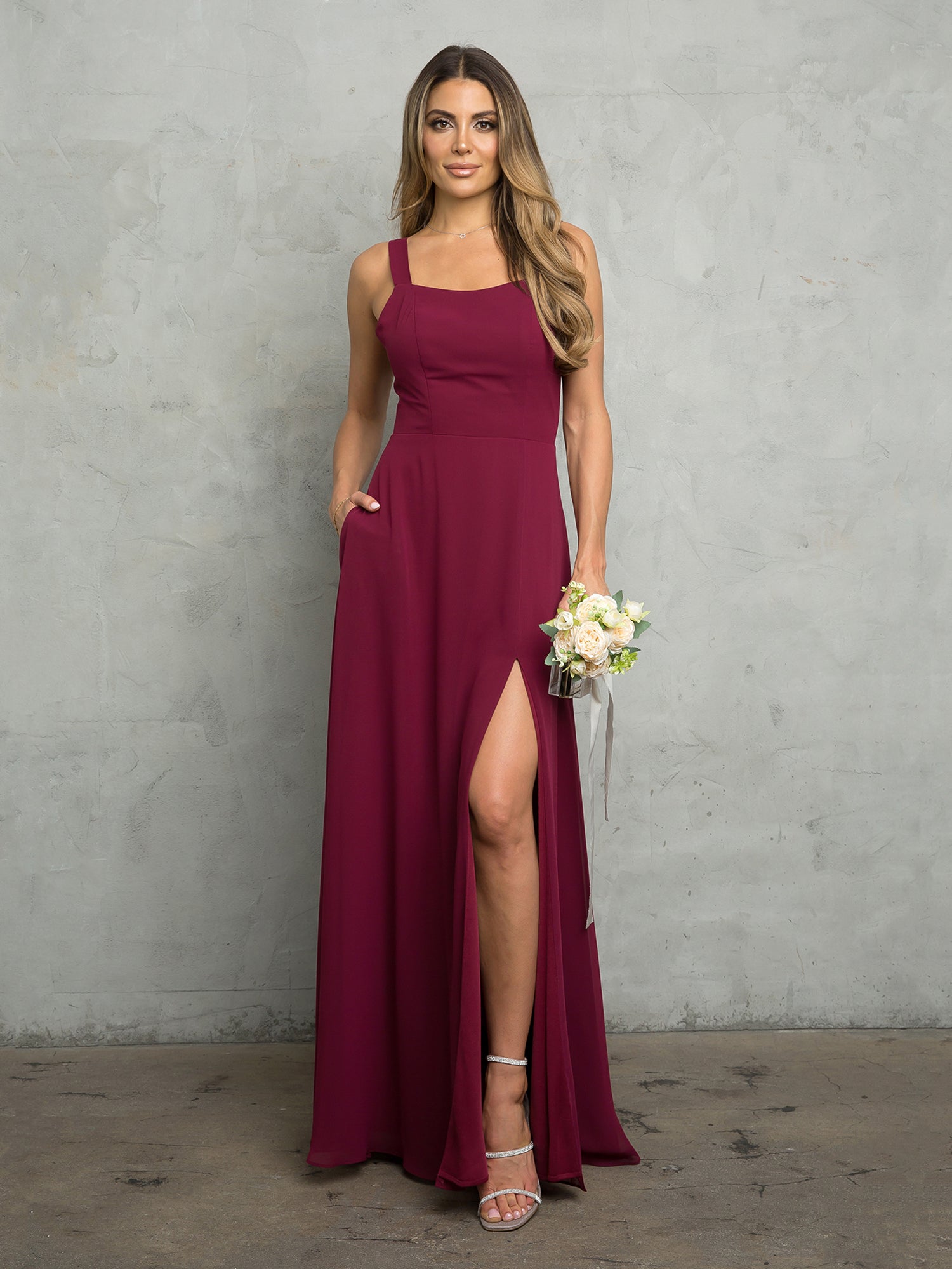 Eva Fashion 3485 Bridesmaids Long Slit Formal Dress