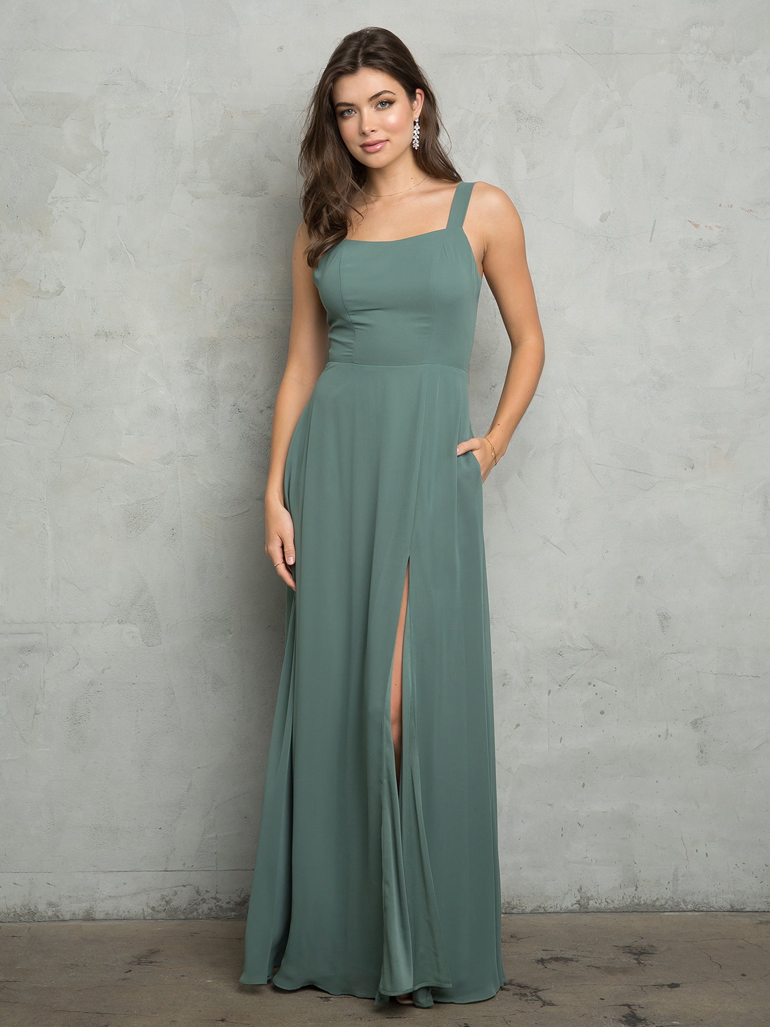 Eva Fashion 3485 Bridesmaids Long Slit Formal Dress - Hunter Green / S Eva Fashion 3485 Bridesmaids Long Slit Formal Dress - Hunter Green / S