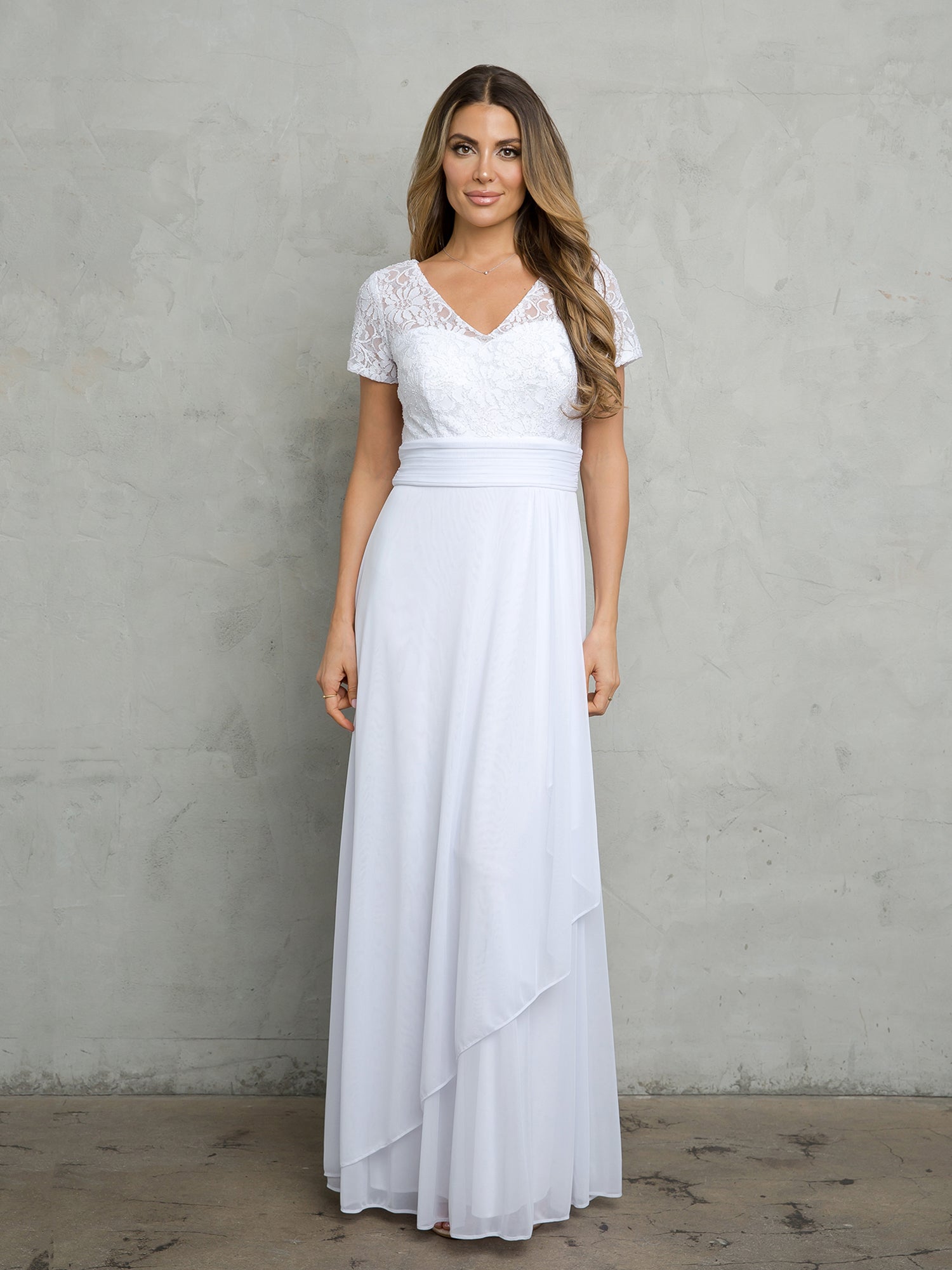 Eva Fashion 3486 A Line Lace Simple Long Wedding Dress