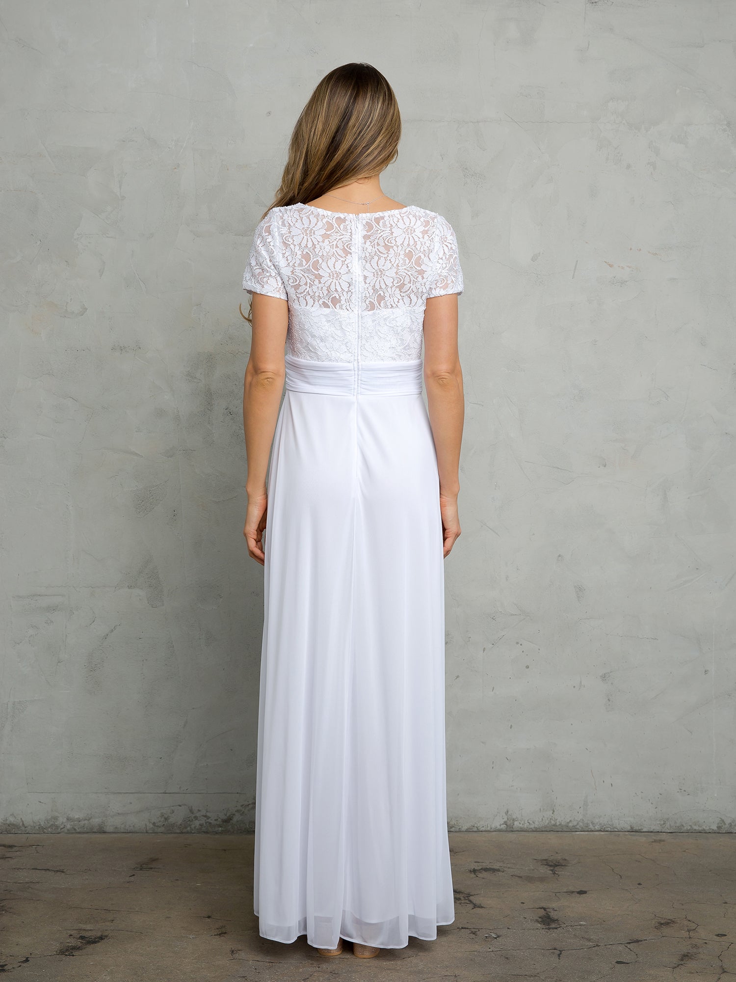 Eva Fashion 3486 A Line Lace Simple Long Wedding Dress