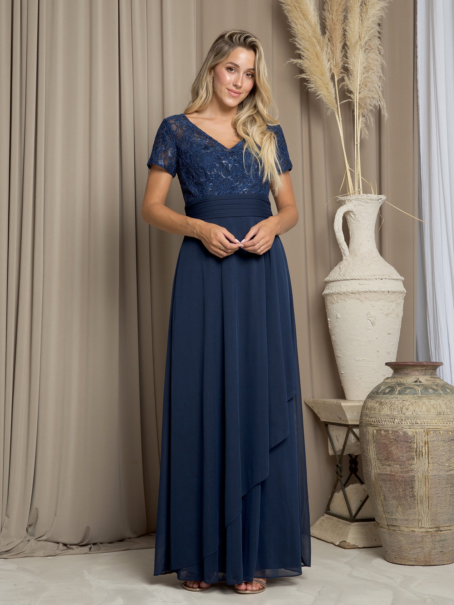 Eva Fashion 3486 Long A Line Formal Mother of the Bride Dress