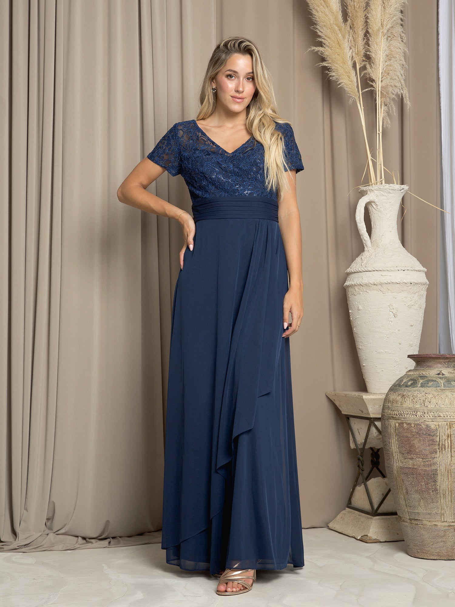 Eva Fashion 3486 Long A Line Formal Mother of The Bride Dress