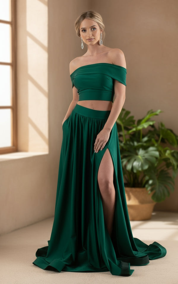 Jessica Angel 348 Long A Line Two Piece Formal Pocket Prom Dress