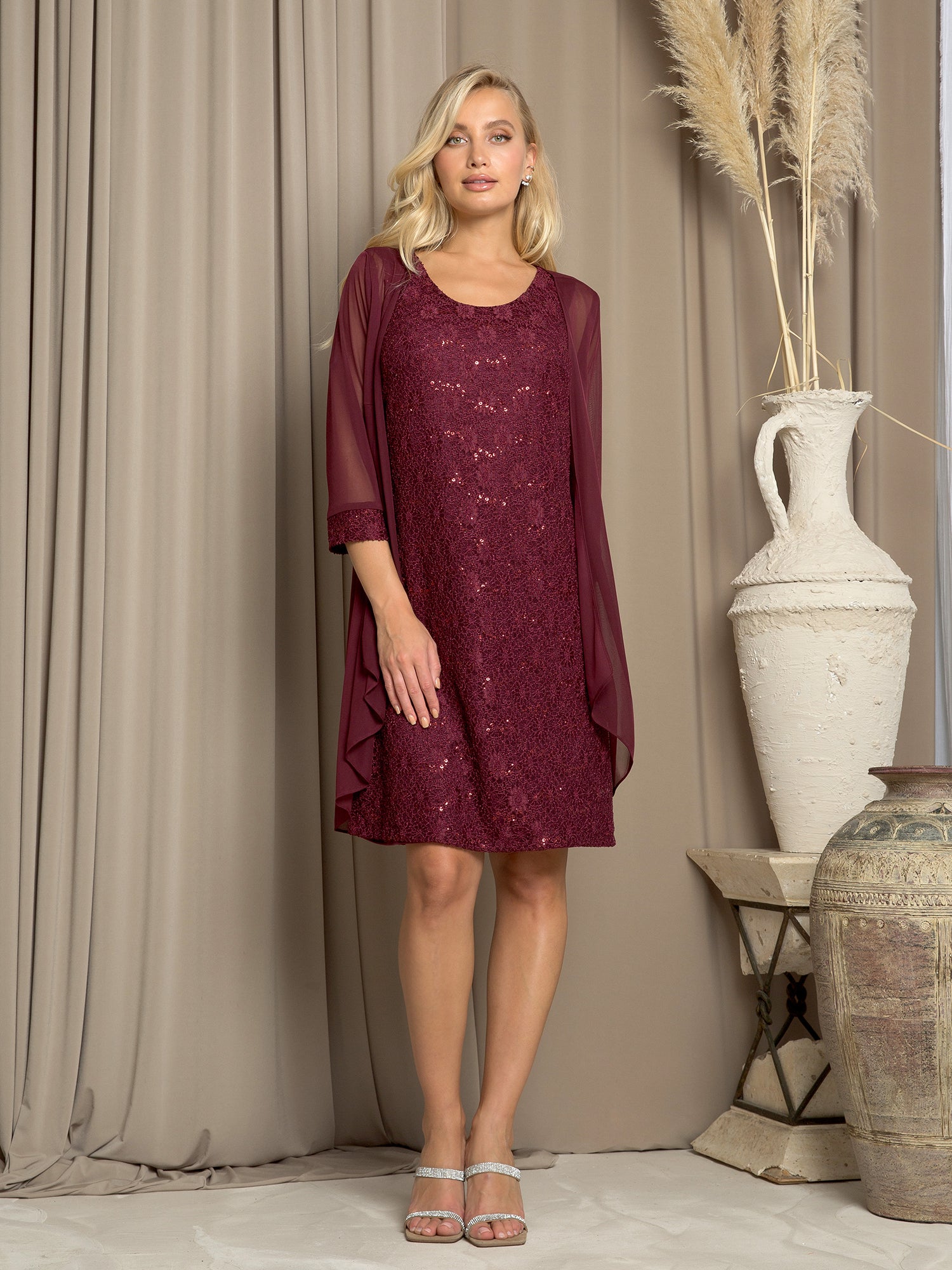 Eva Fashion 3490 Short Plus Size Two Piece Jacket Dress