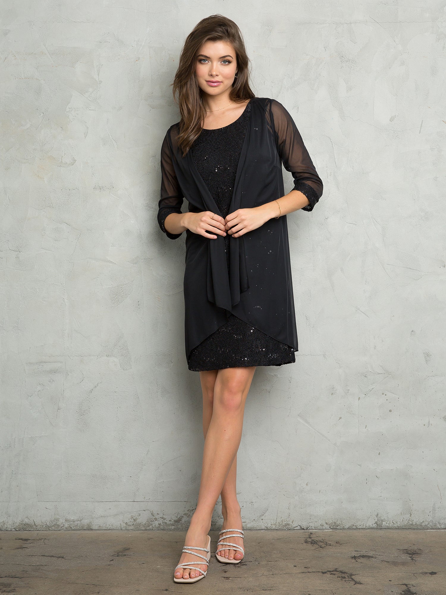 Eva Fashion 3490 Two Piece Short Mother of the Bride Dress - Black / XL Eva Fashion 3490 Two Piece Short Mother of the Bride Dress - Black / XL