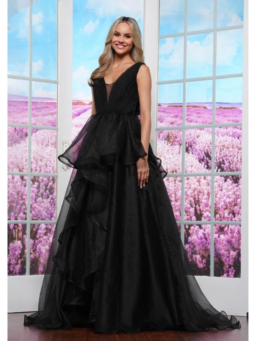 Prom Dresses Long Ball Gown Ruffle Layer Formal Prom Dress Black