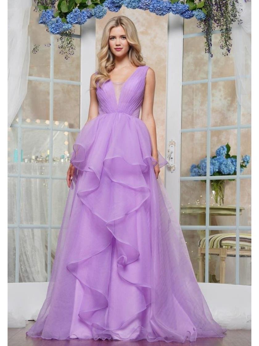 Prom Dresses Long Ball Gown Ruffle Layer Formal Prom Dress Lavender