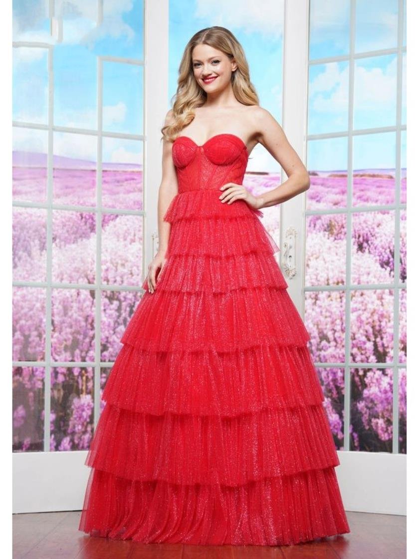 Prom Dresses Long Ruffle Formal Gown Prom Dress Red