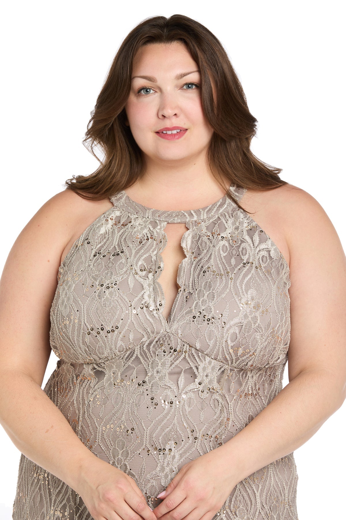 R&M Richards 3495W Formal Long Fitted Plus Size Lace Dress