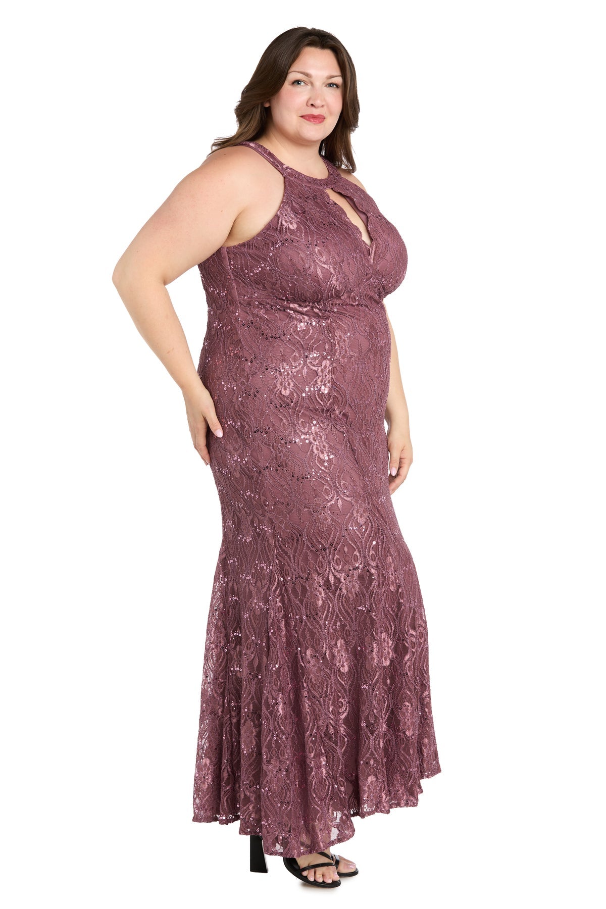 R&M Richards 3495W Formal Long Fitted Plus Size Lace Dress