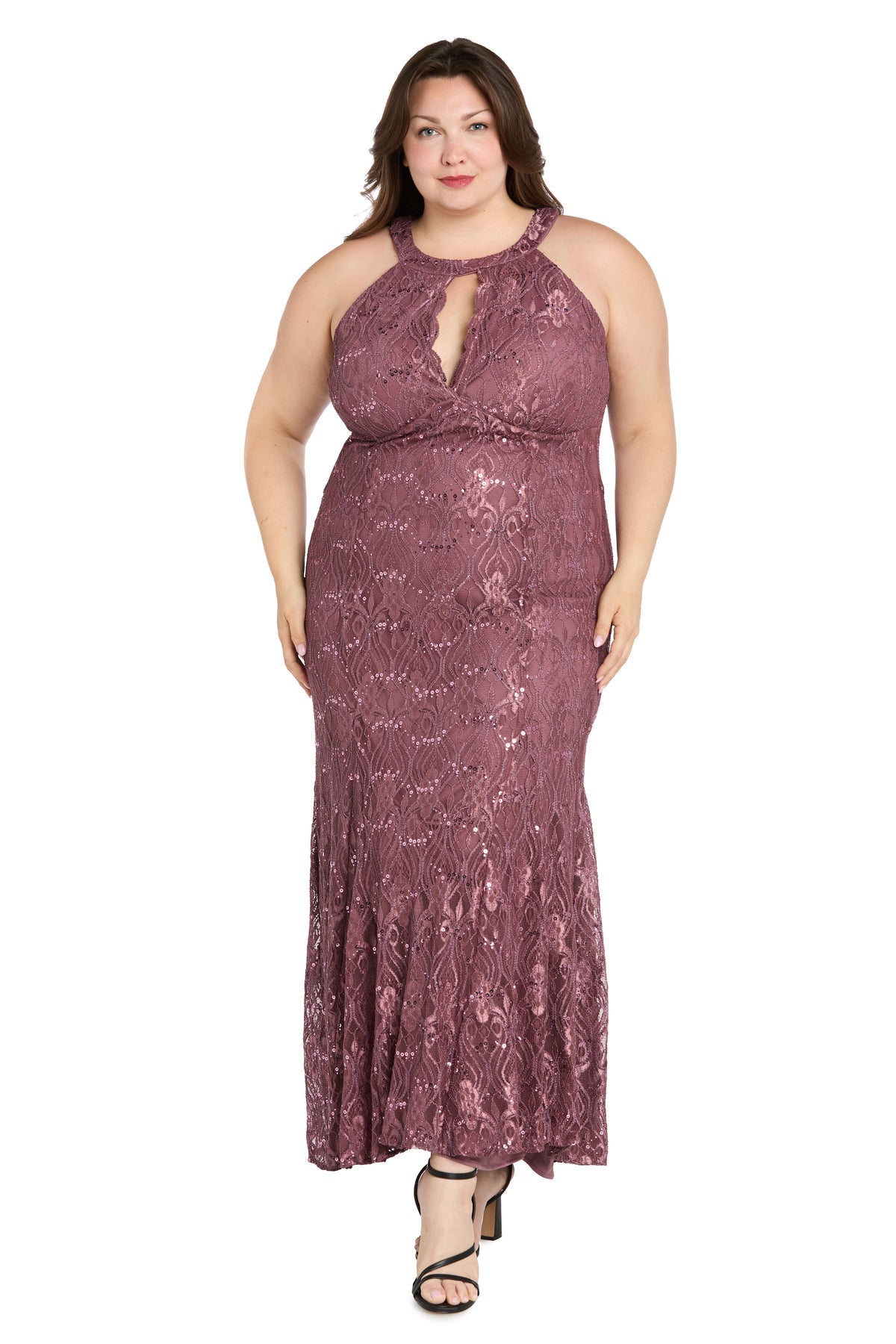 R&M Richards 3495W Formal Long Fitted Plus Size Lace Dress
