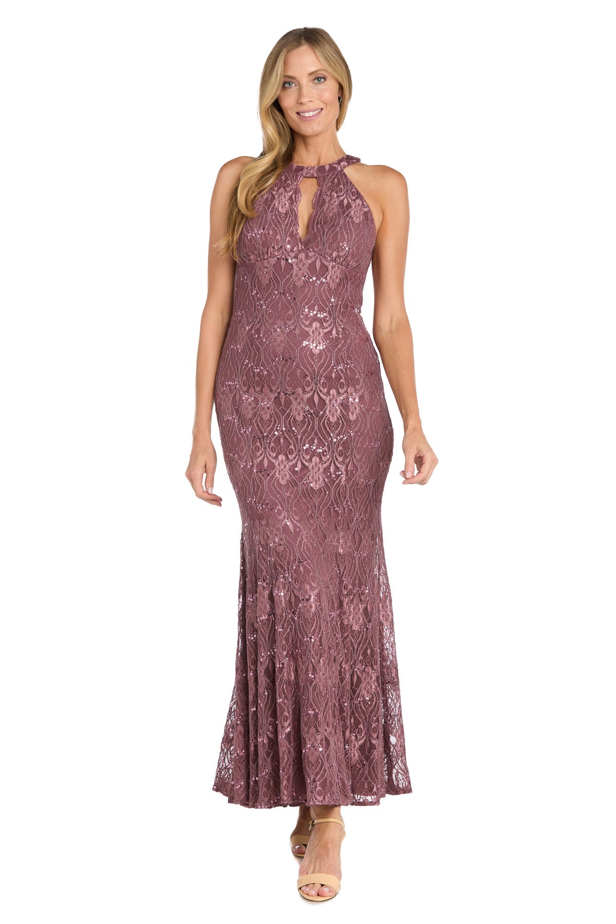 R&M Richards 3495P Fitted Long Formal Petite Lace Dress