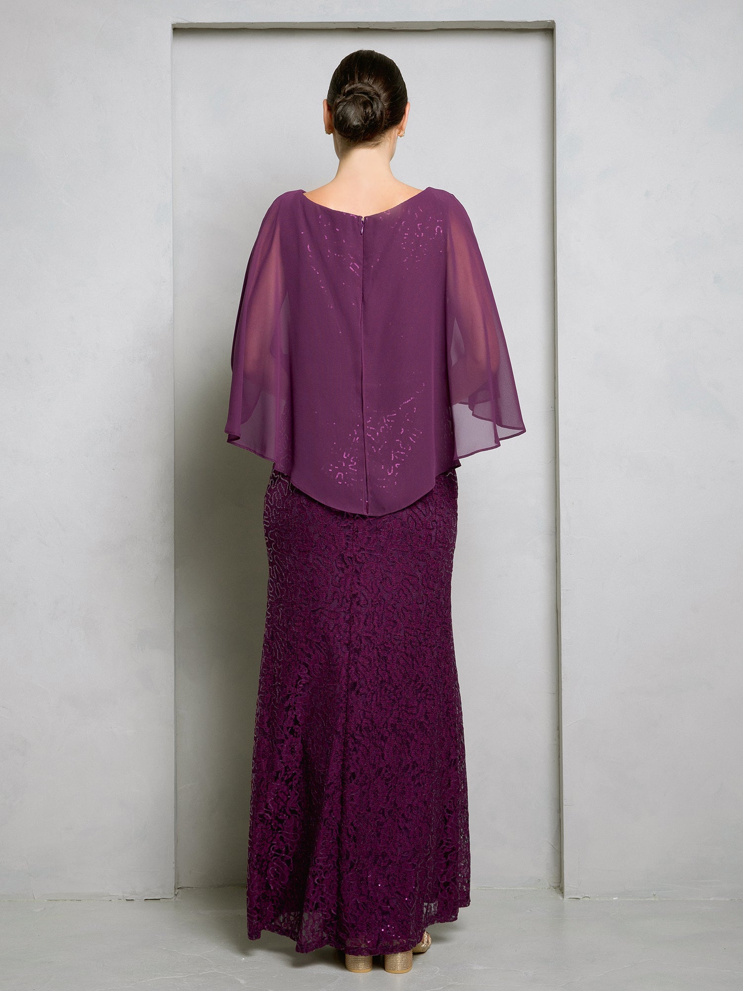 Eva Fashion 3496 Formal Long Mother of the Bride Cape Dress