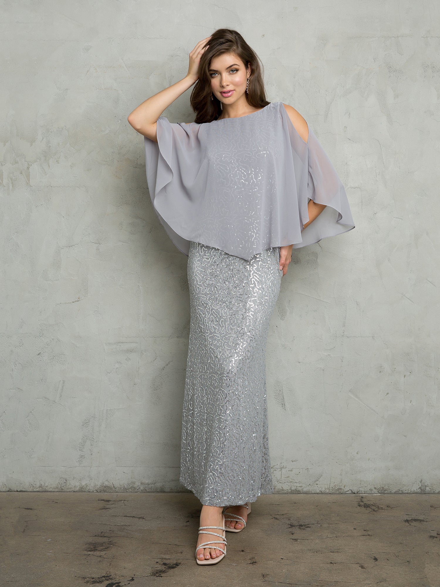 Eva Fashion 3496 Formal Long Mother of the Bride Cape Dress