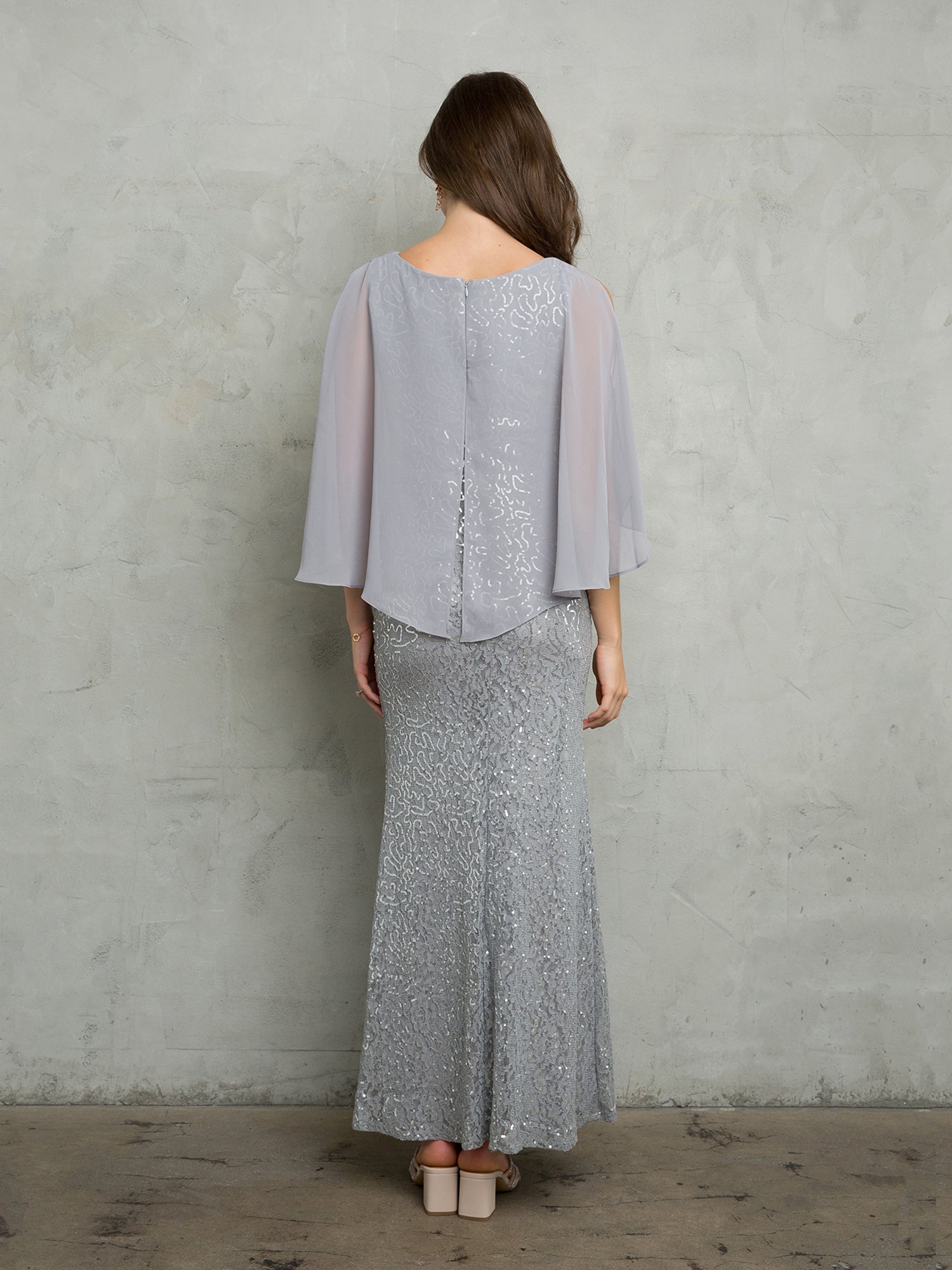 Eva Fashion 3496 Formal Long Mother of the Bride Cape Dress