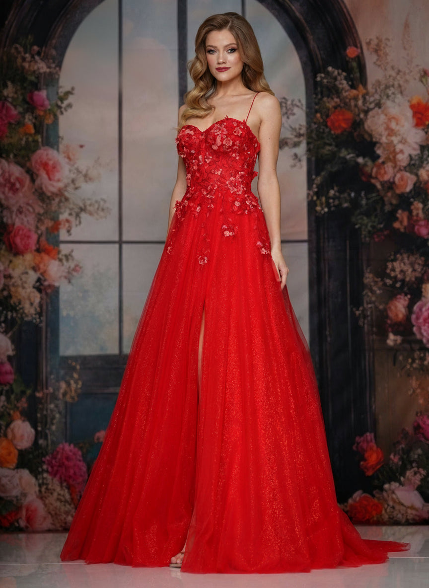 Colors 3496 A Line Long Formal Floral Prom Dress