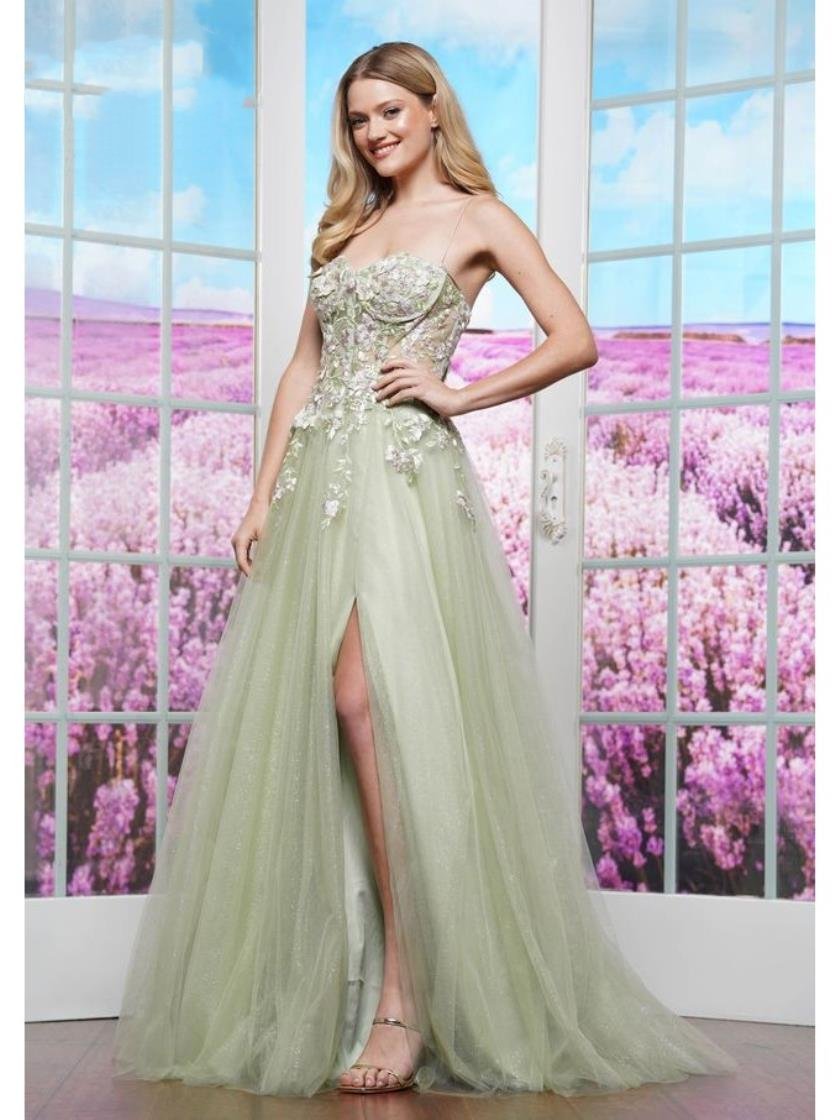 Colors 3496 A Line Long Formal Floral Prom Dress - Red / 16 Colors 3496 A Line Long Formal Floral Prom Dress - Red / 16