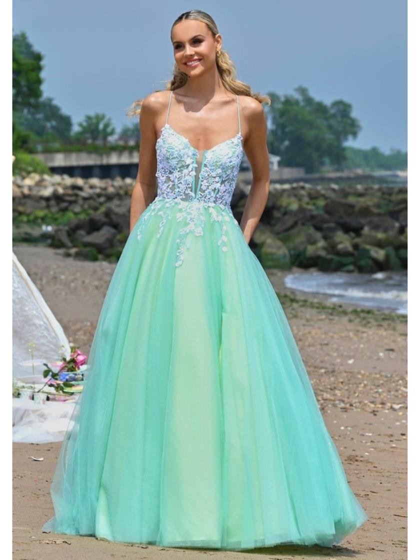 Prom Dresses Long Formal Tone Line Skirt Prom Dress Green