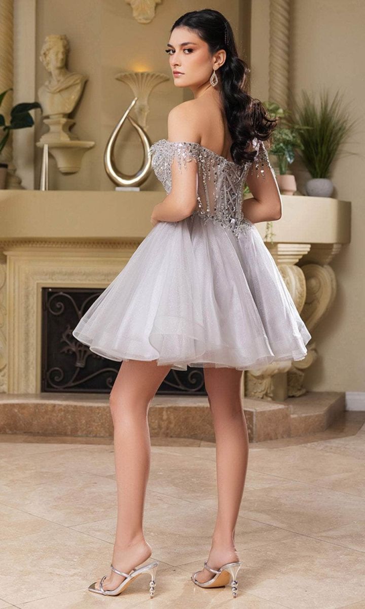 Off-the-Shoulder Mini/Short Tulle Cocktail A-Line May Queen 2129