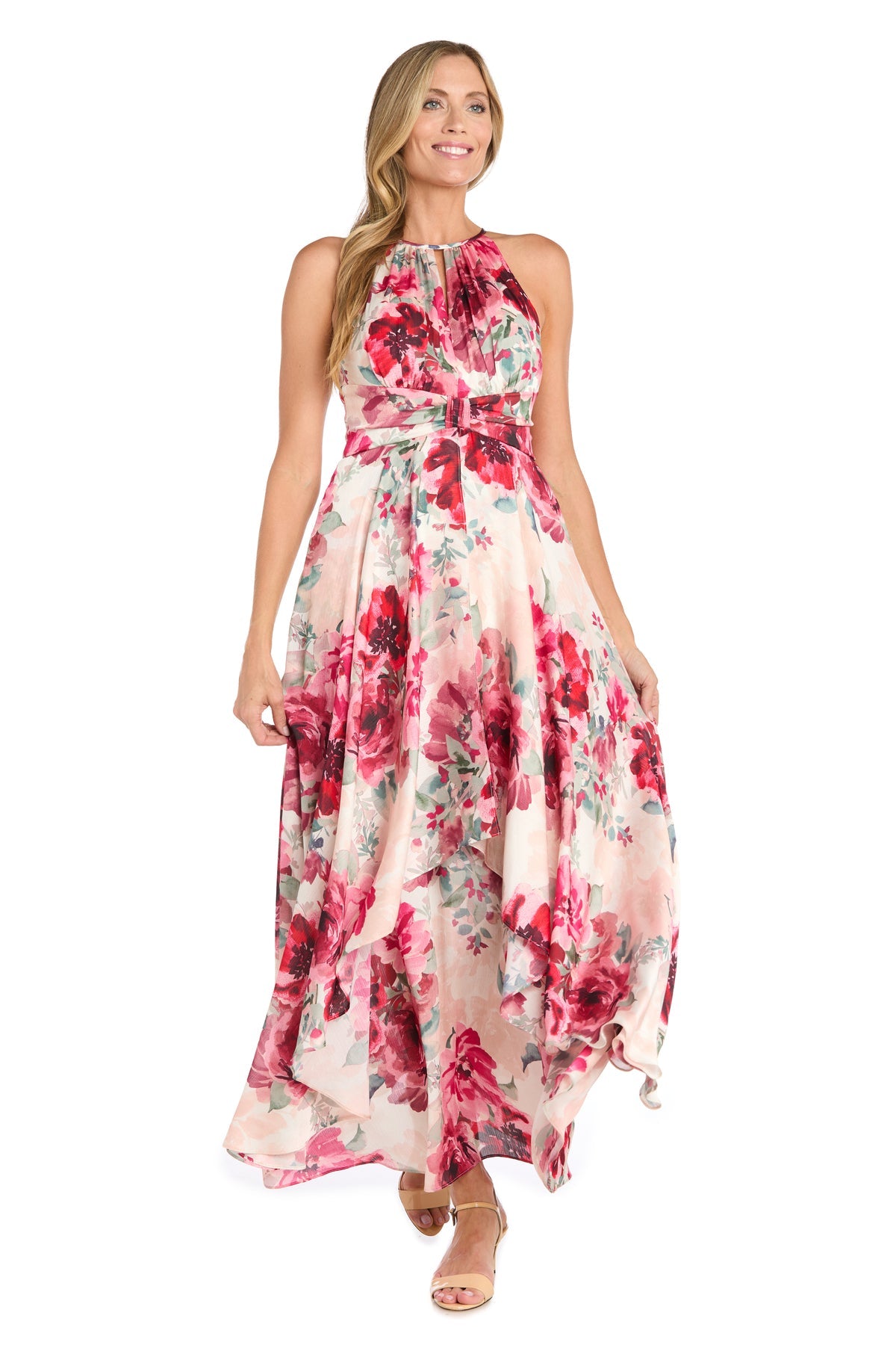 R&M Richards 3503 Long Floral A Line Print Formal Maxi Dress