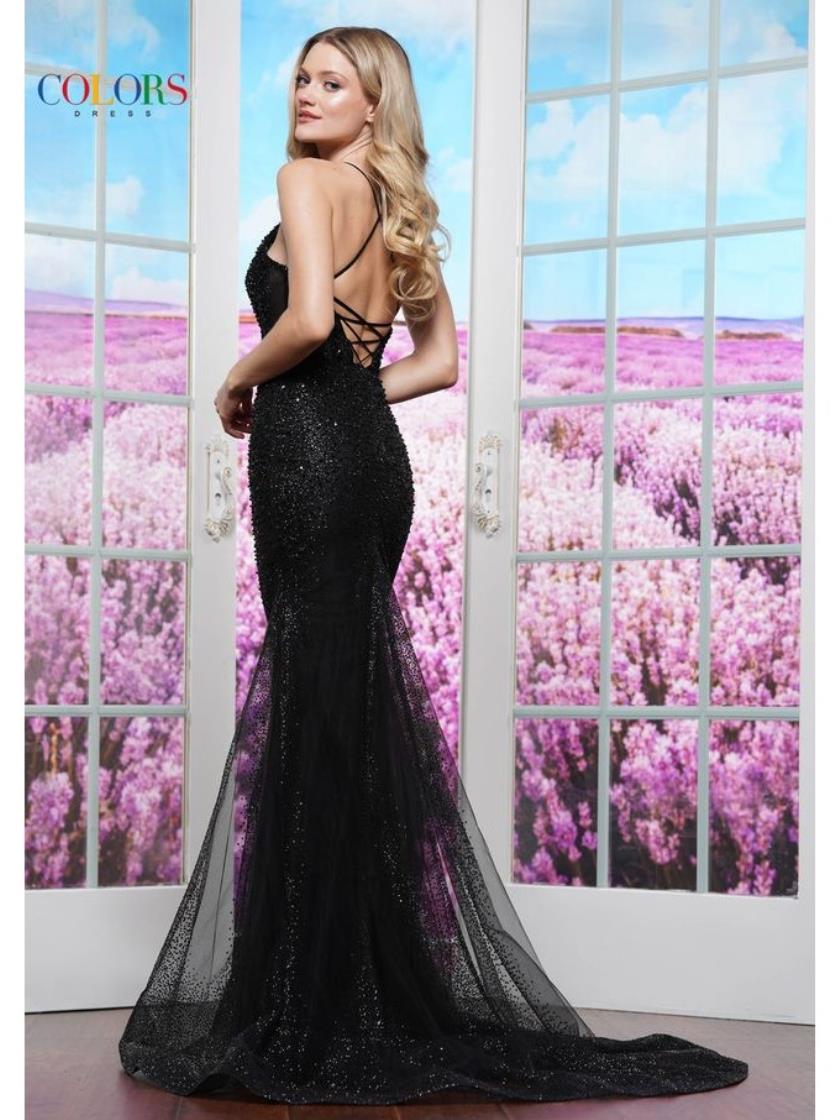Colors 3509 Long Beaded Formal Prom Dress