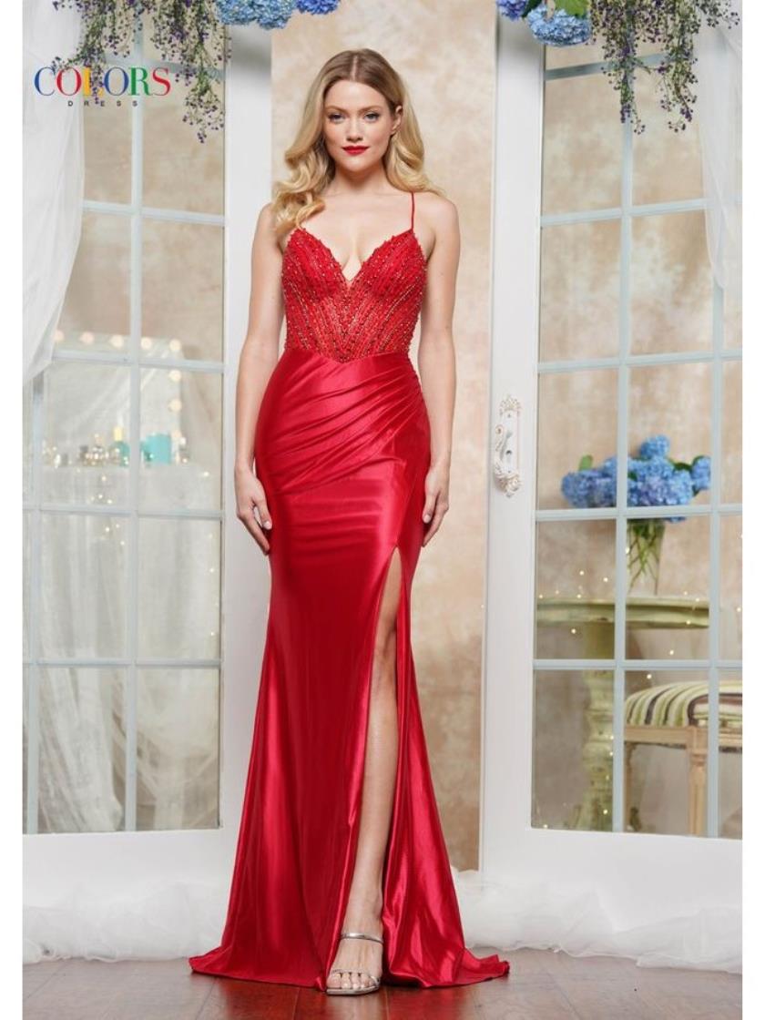 Colors 3510 Beaded Formal Long Fitted Prom Dress