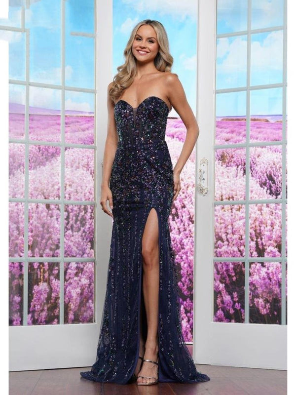 Colors 3511 Beaded Formal Fitted Sequin Long Prom Dress