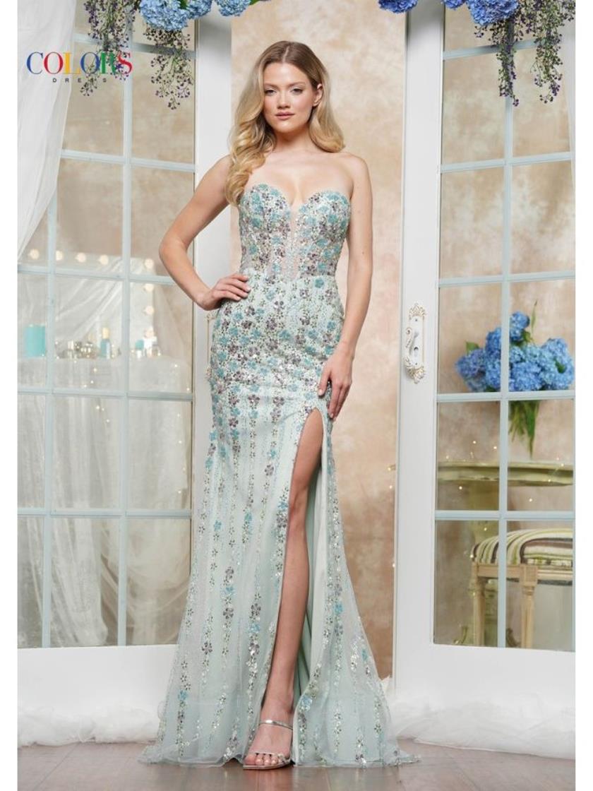 Colors 3511 Beaded Formal Fitted Sequin Long Prom Dress