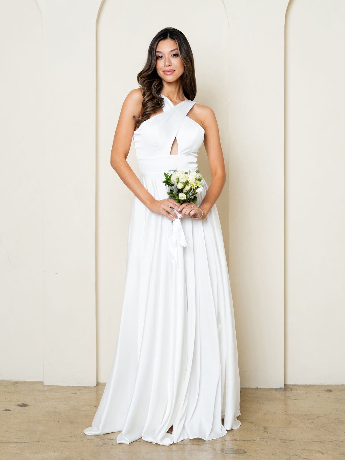 Eva Fashion 3512 A Line Simple Long Slit Wedding Dress