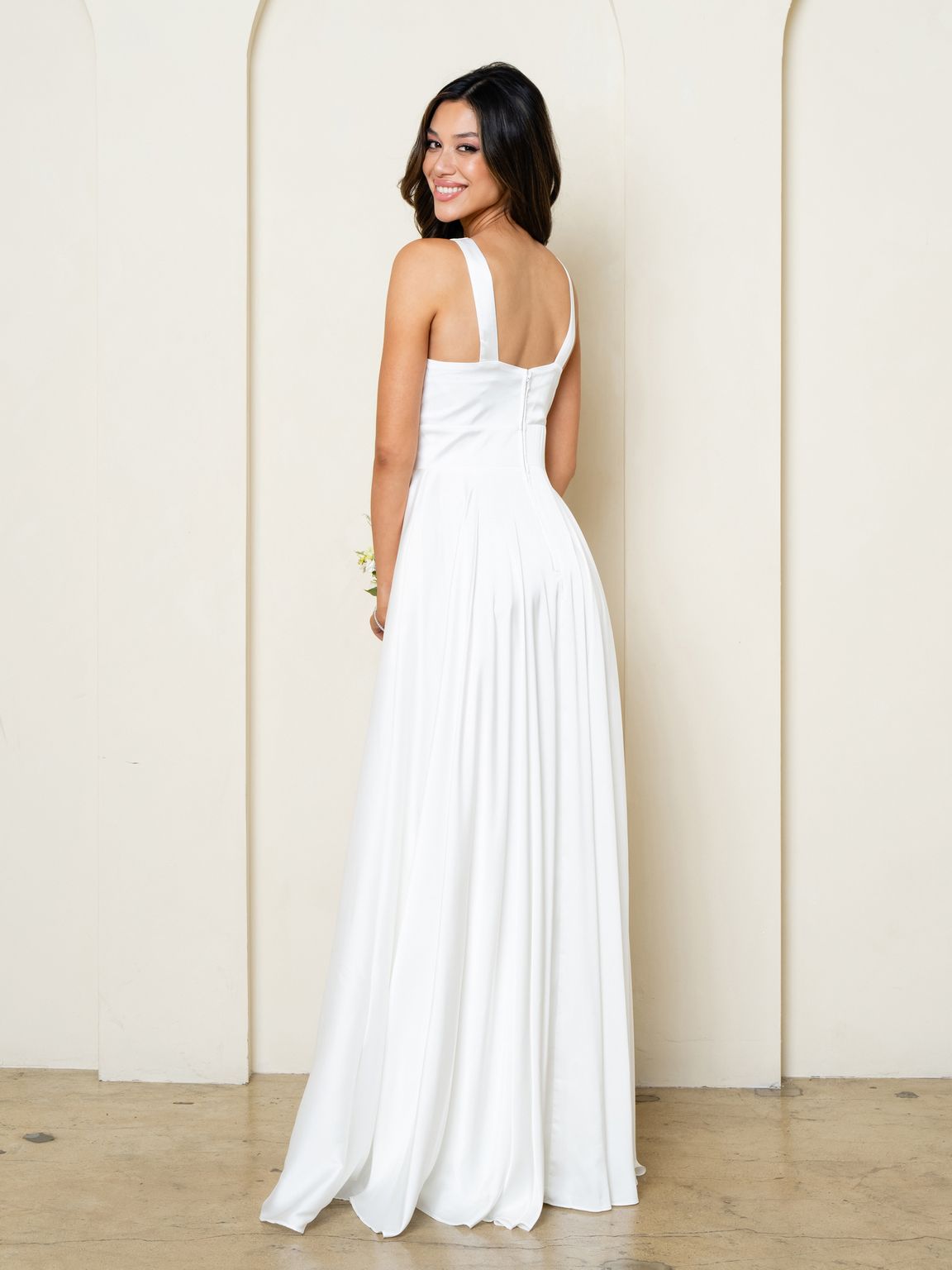 Eva Fashion 3512 A Line Simple Long Slit Wedding Dress