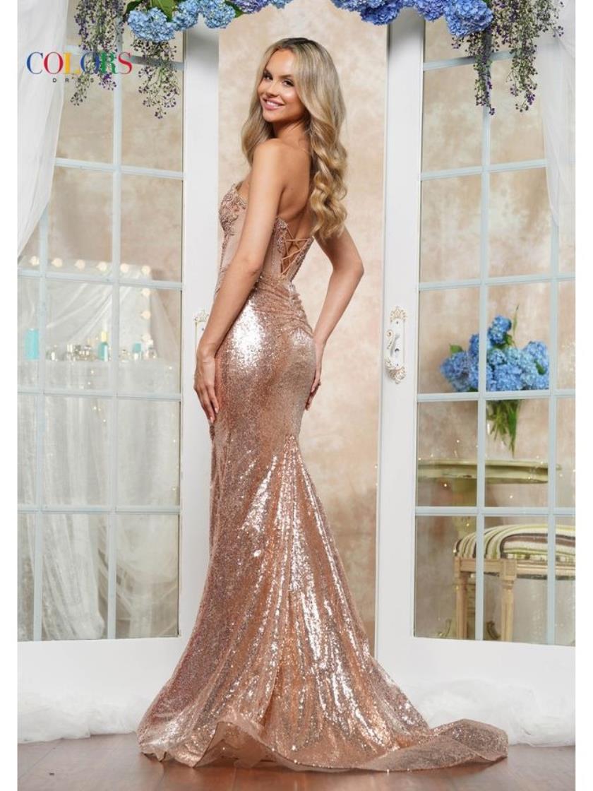 Colors 3512 Formal Long Slit Beaded Prom Dress