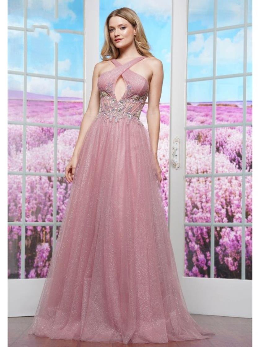 Prom Dresses Formal Crossed Ball Gown Long Prom Dress Mauve