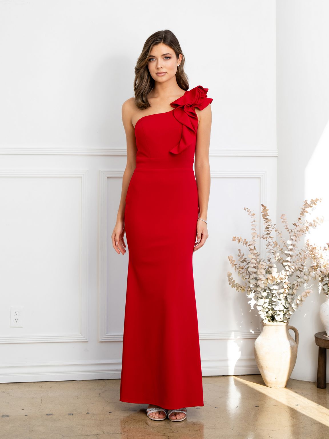 Eva Fashion 3515 Fitted Long Formal Ruffled Prom Dress