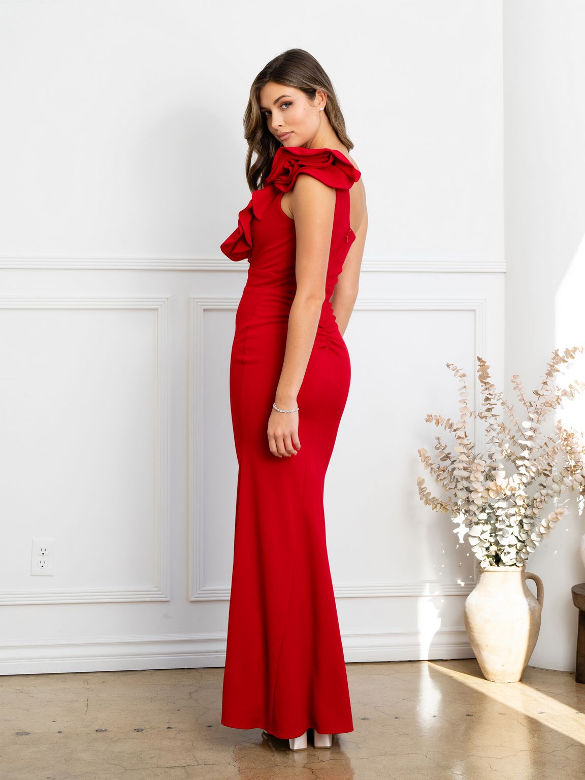 Eva Fashion 3515 Fitted Long Formal Ruffled Prom Dress