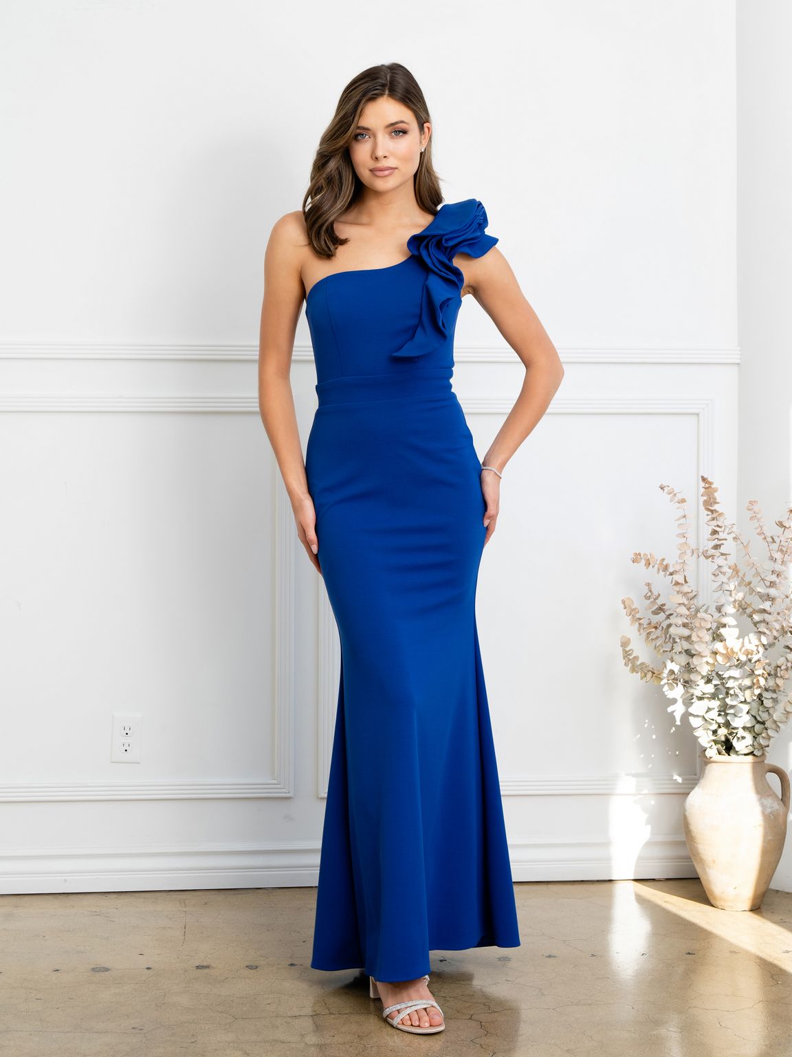 Eva Fashion 3515 Fitted Long Formal Ruffled Prom Dress
