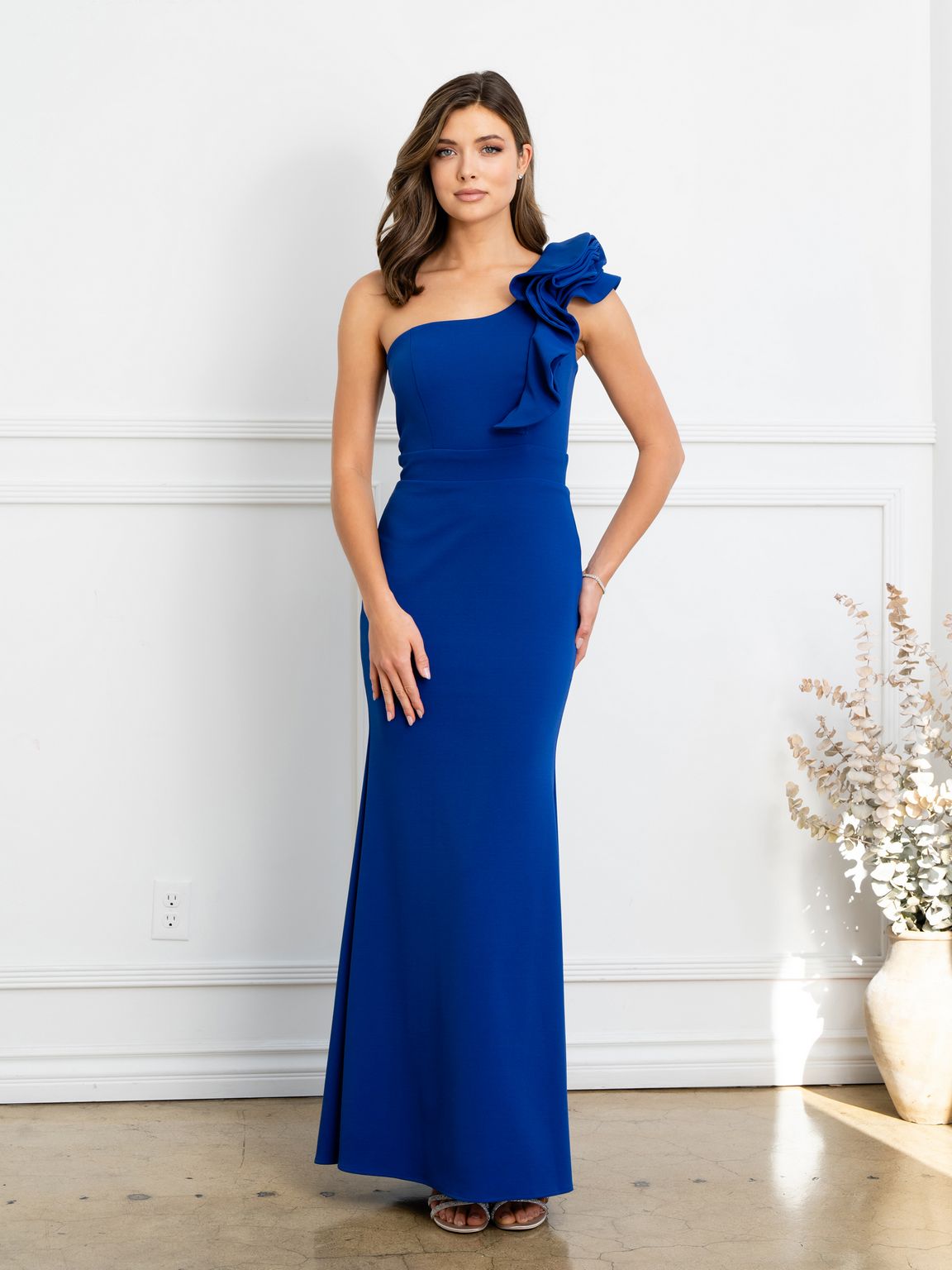 Eva Fashion 3515 Fitted Long Formal Ruffled Prom Dress