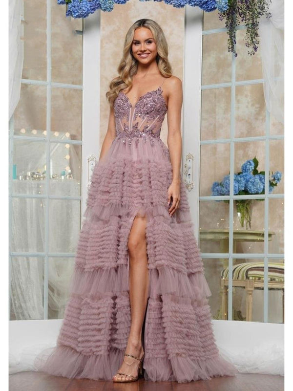 Colors 3515 Formal Ruffle Ball Gown Long Prom Dress