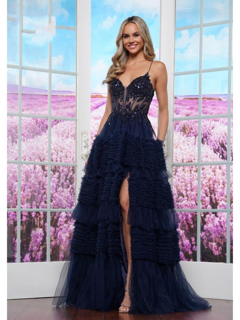 Colors 3515 Formal Ruffle Ball Gown Long Prom Dress  The Dress Outlet