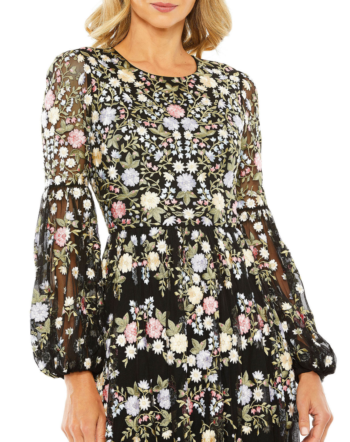 Mac Duggal 35161 Long Sleeve Floral Formal Dress