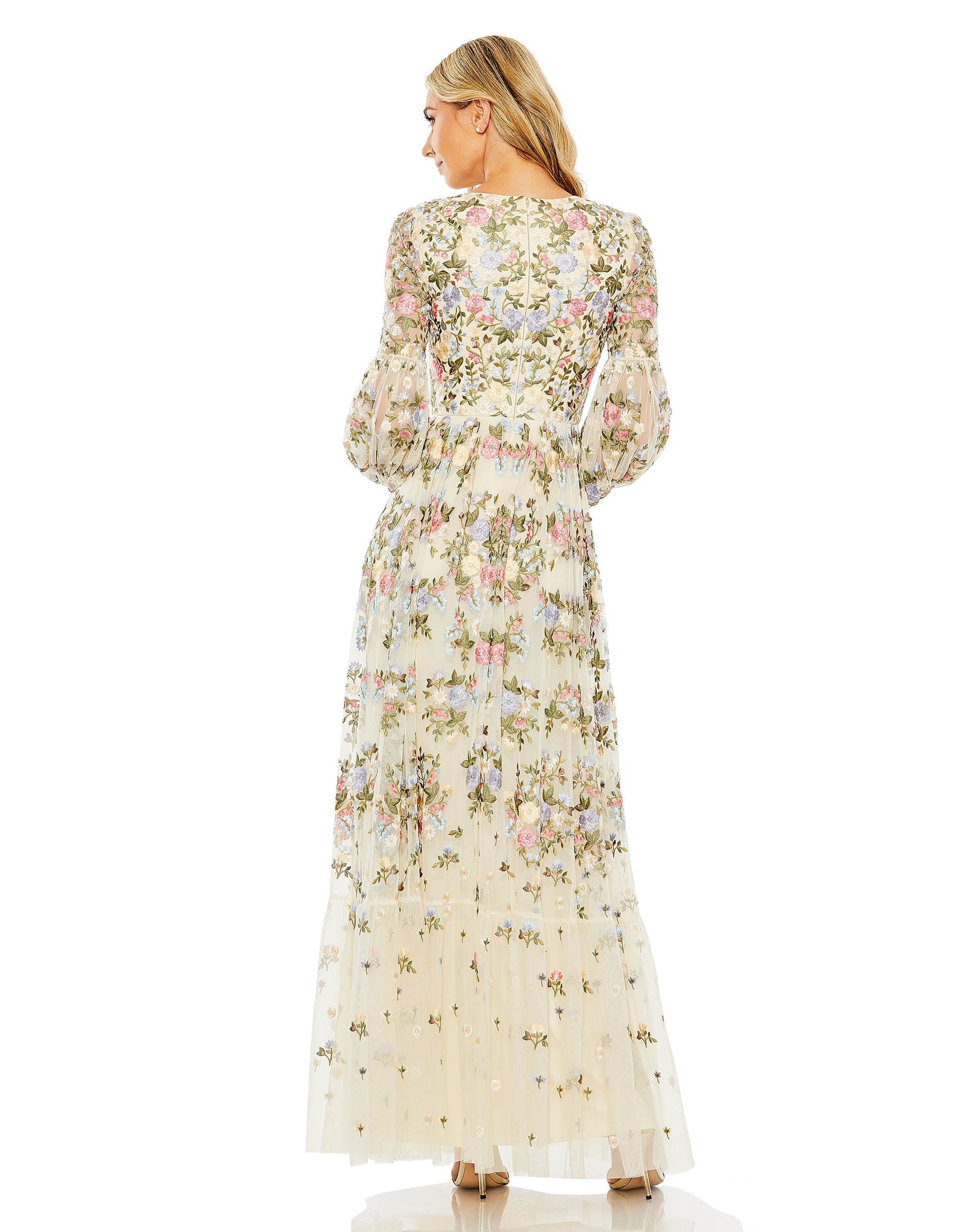 Mac Duggal 35161 Long Sleeve Floral Formal Dress