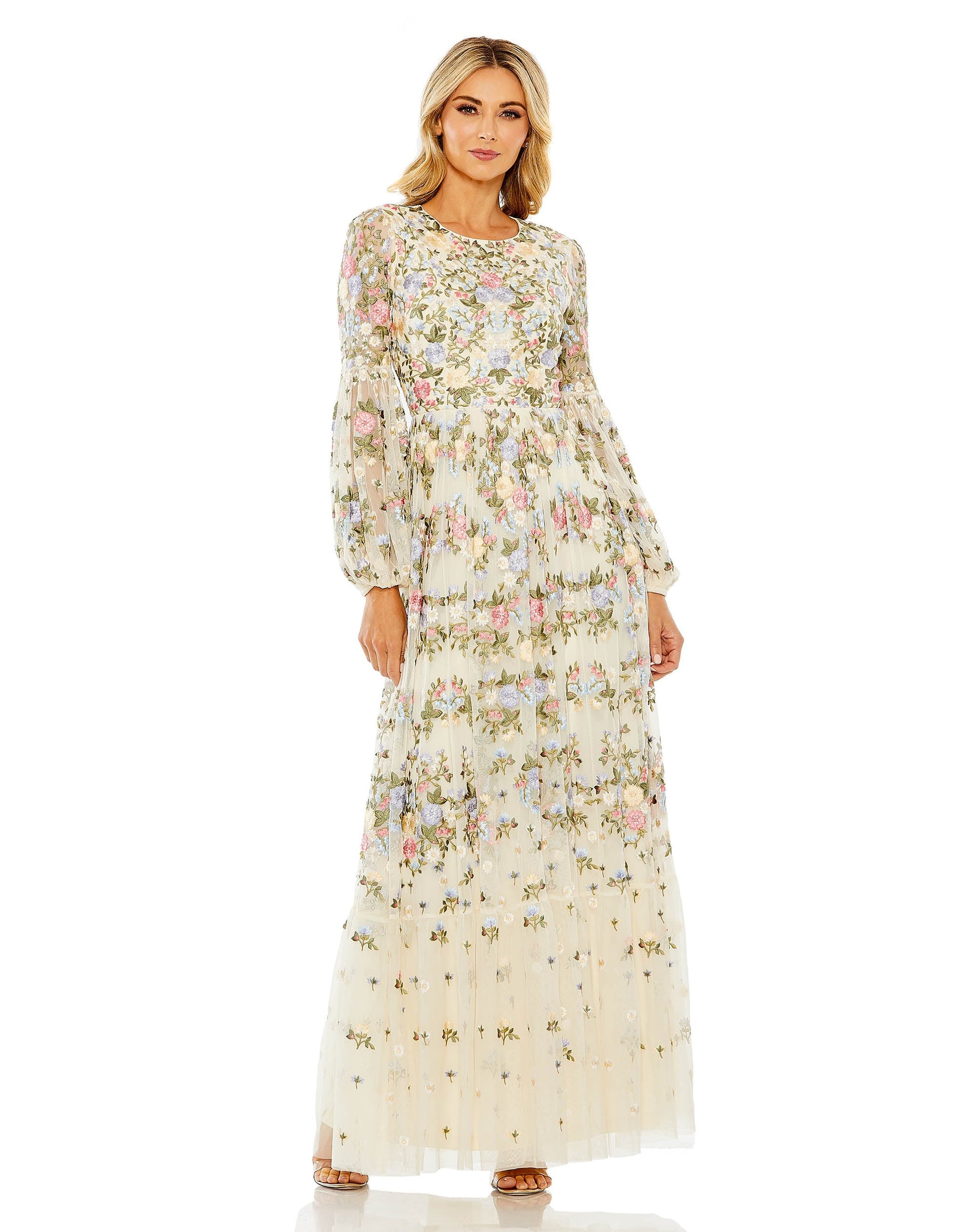 Mac Duggal 35161 Long Sleeve Floral Formal Dress