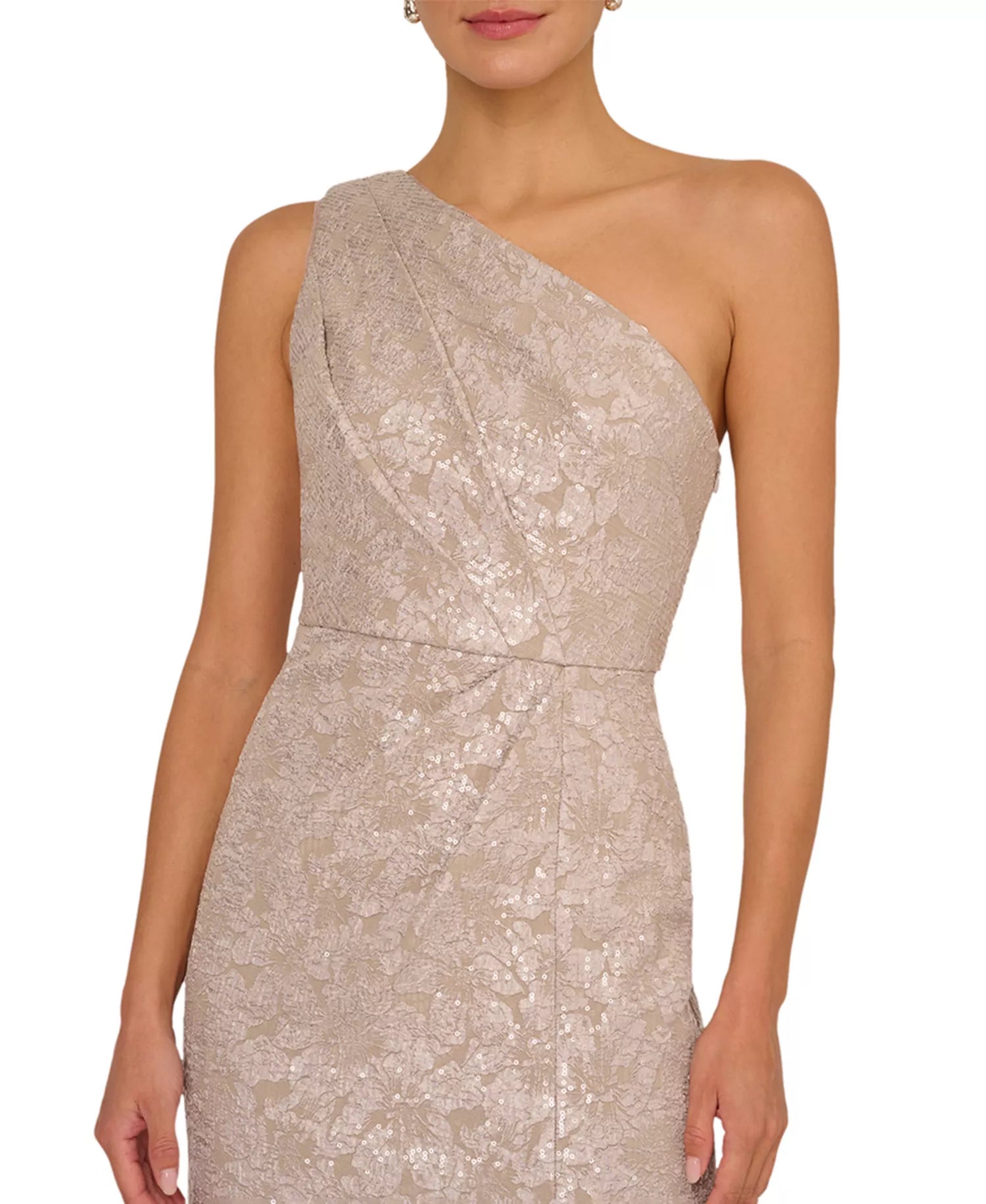 One Shoulder Jacquard Gown Adrianna Papell AP1E212660