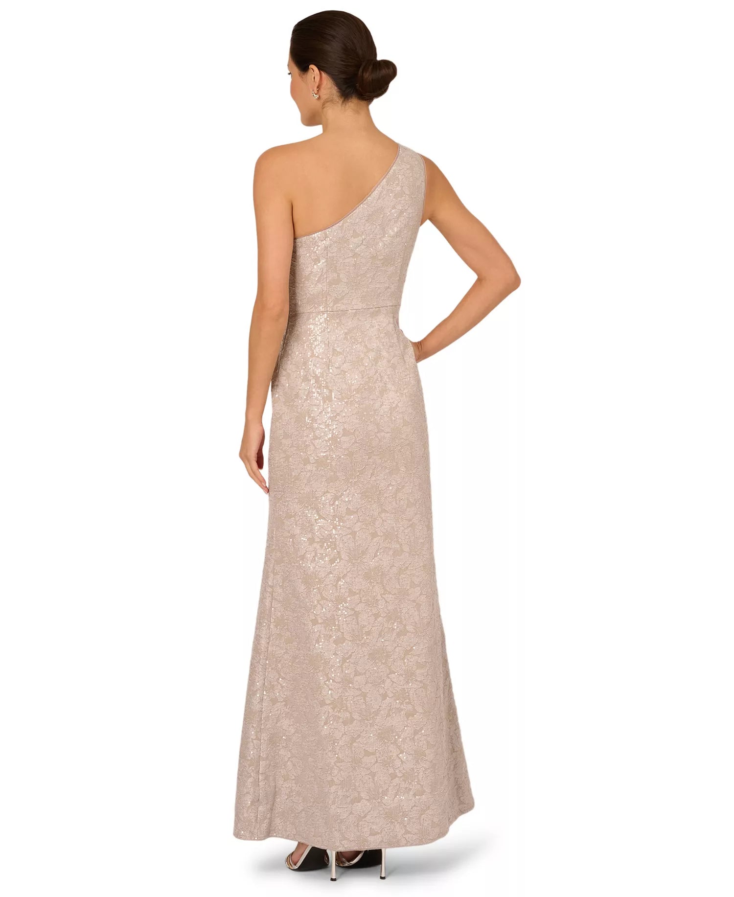 One Shoulder Jacquard Gown Adrianna Papell AP1E212660