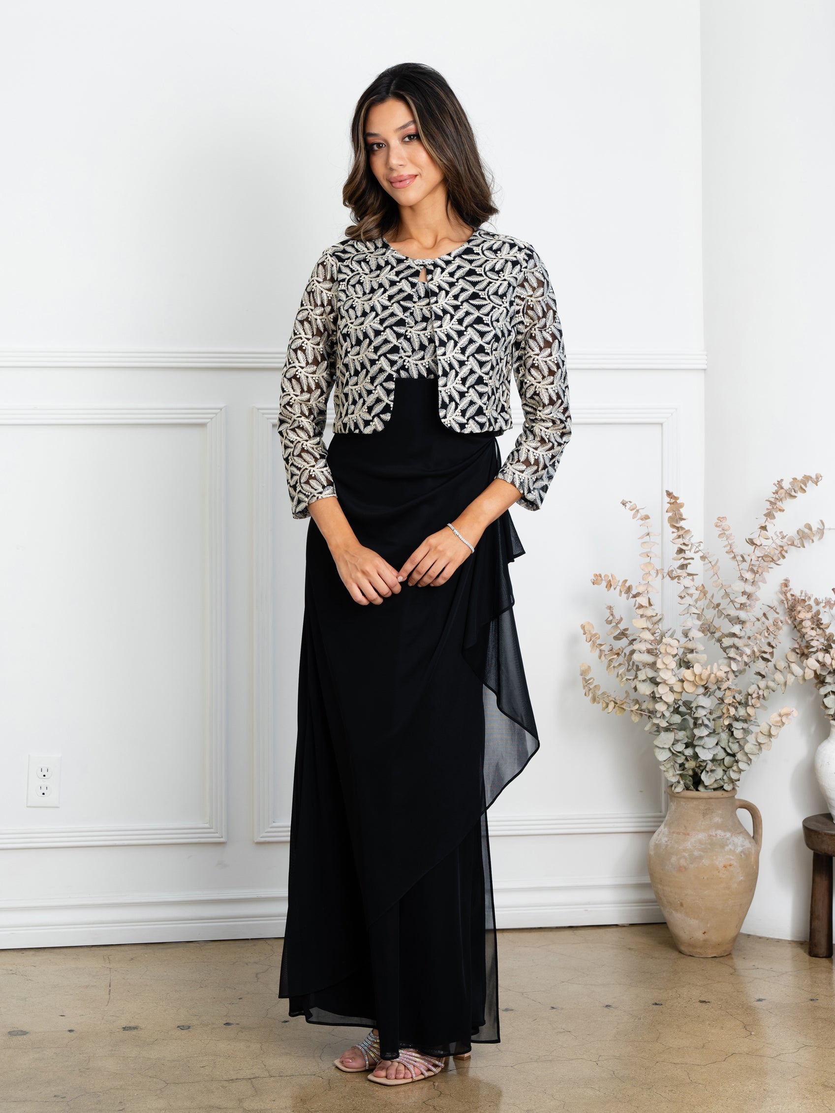 Mother of the Bride Dresses Long Formal Mother of the Bride Bolero Dress Black