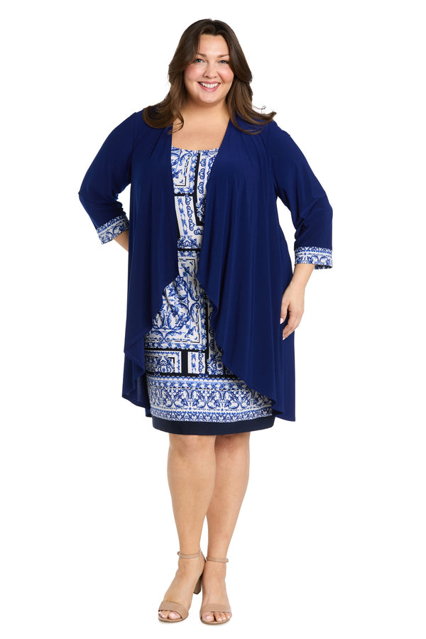 Plus Size Short Jacket Dress Printed R&M Richards 3517W