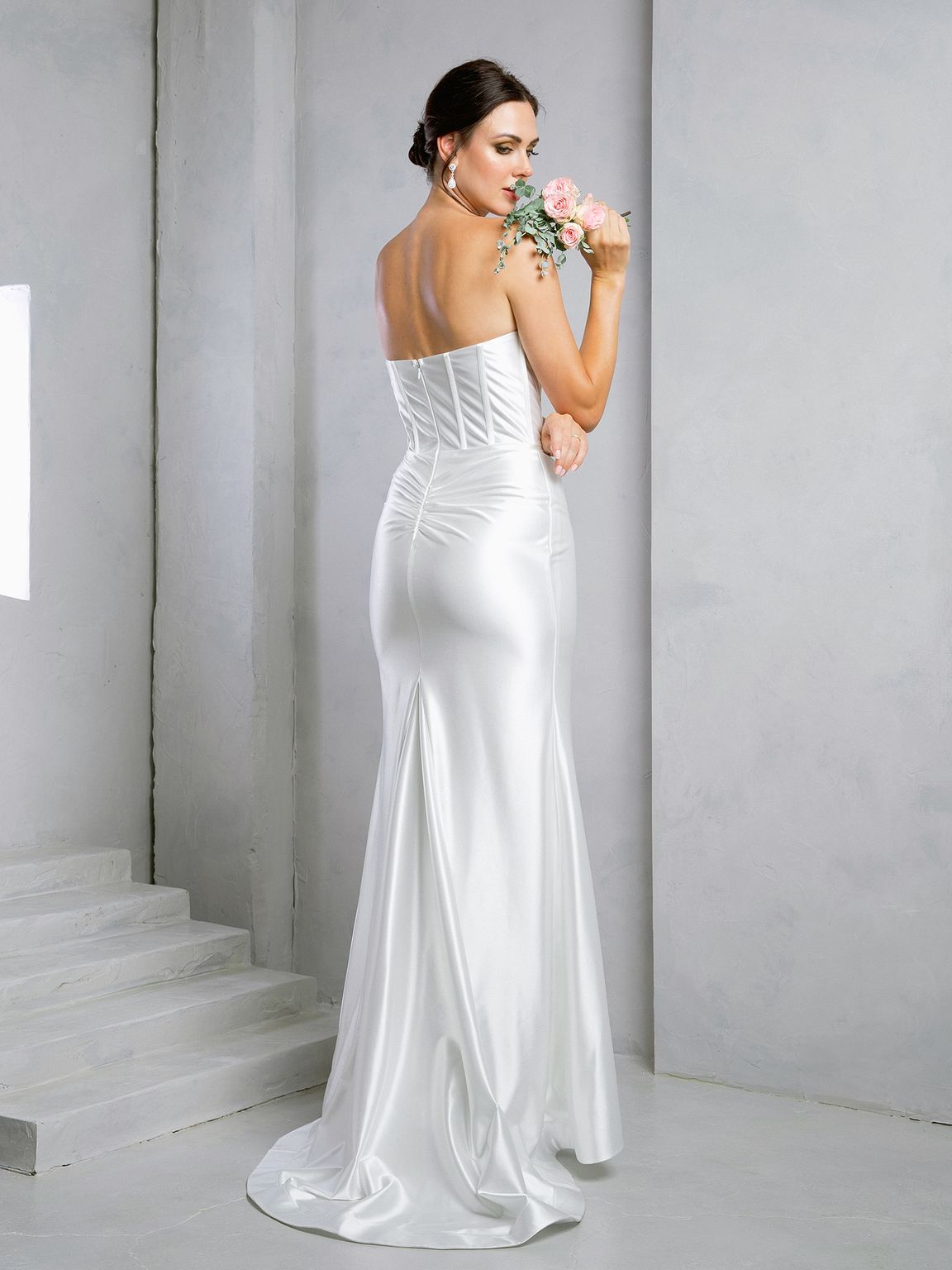 Eva Fashion 3518 Simple Long Fitted Corset Wedding Dress